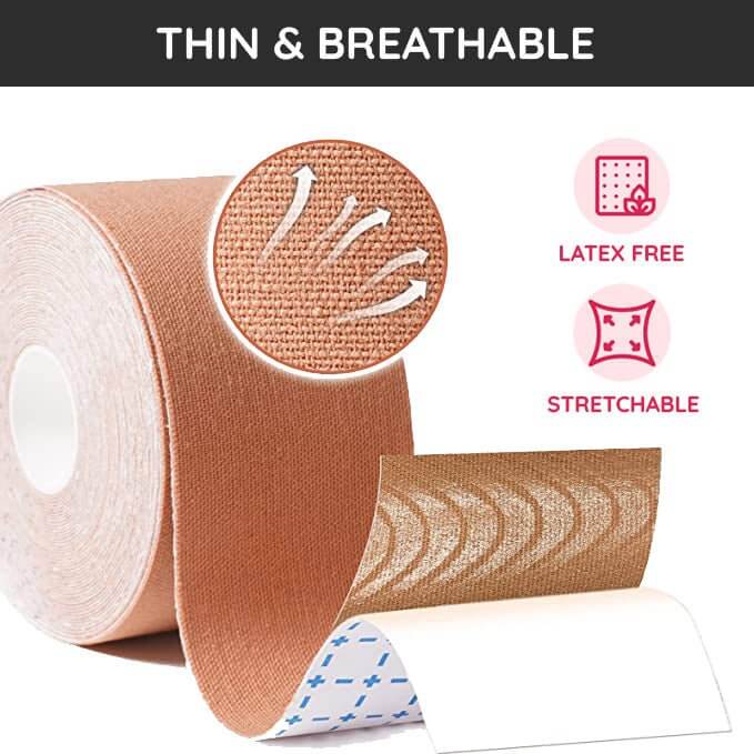 Gissae Boob Tape - 2 Rolls Reusable Breast Lift Tape With Nipple Covers, For A-G Cup