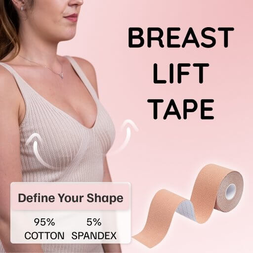Breast lift tape is composed of 95% spandex and 5% cotton.