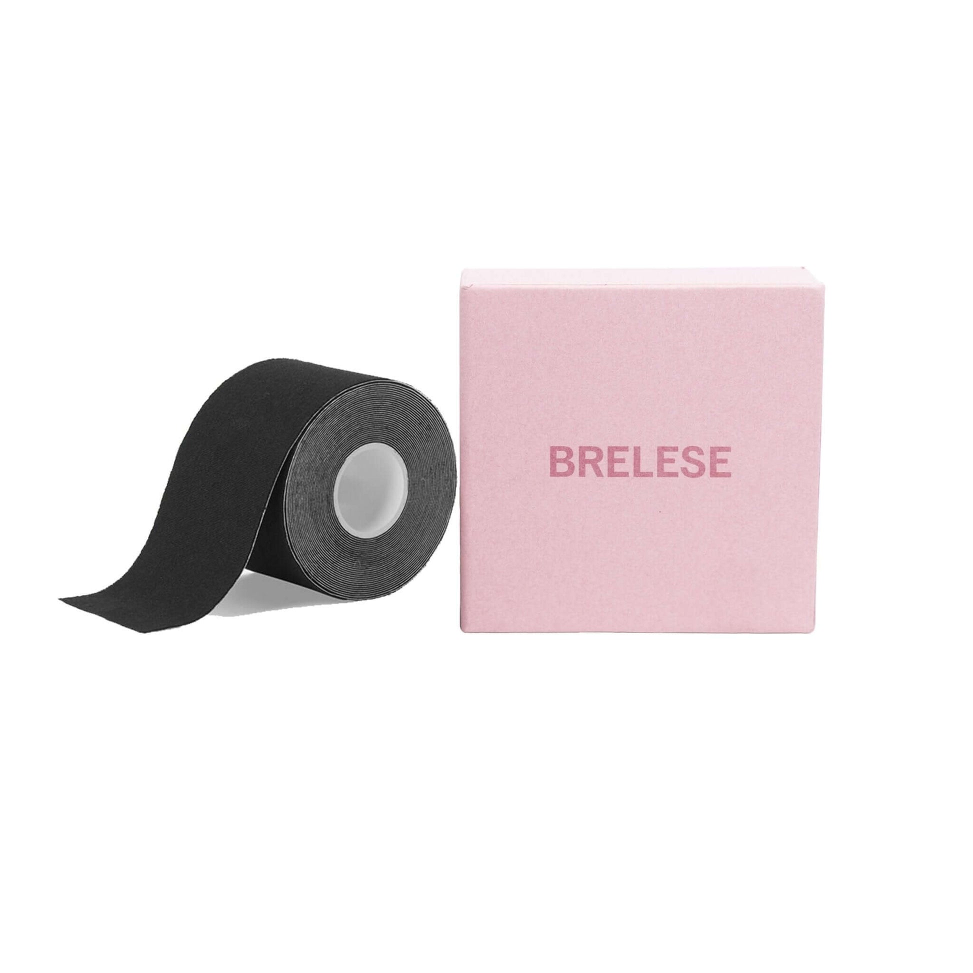 Black 5cm boob tape is located next to the pink Brelese box.