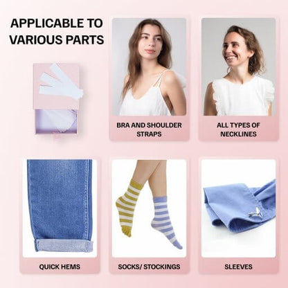 Apply the tape to any shoulder straps, necklines, socks, and sleeves.